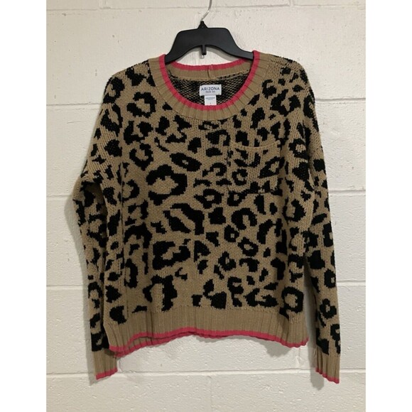 ARIZONA JEAN CO Women's Small Oversized Crewneck Sweater Leopard Print Casual - Picture 1 of 6